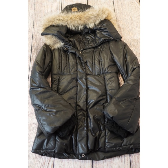 Black Mackage Coat with Fur Sz S
